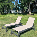 PURPLE LEAF Outdoor Aluminum Chaise Lounge with Wheels and Side Table for Outdoor Backyard Poolside