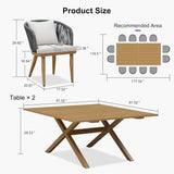 PURPLE LEAF Teak Patio Dining Set with Cushions and Pillow All-Weather Wicker Patio Table Set for Garden, Deck, and Yard