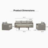 PURPLE LEAF Sanori L-Shaped Patio Couch Set Modular Sofa with Beige Cushions and Ottoman for Backyard