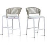 PURPLE LEAF Outdoor Bar Stools Set of 2, All-Weather Rope Wicker Aluminum Patio Bar Chairs for Deck, Balcony, Garden, Kitchen Island
