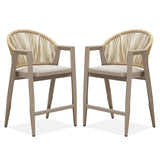 PURPLE LEAF Outdoor Bar Stools Set of 2 – Counter Stools Bar Stools with Aluminum Frame & Backrest for Patio, Kitchen Island & Bistro Stools
