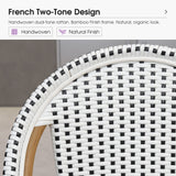 PURPLE LEAF Patio French Counter Stool Set of 2 Outdoor Backrest Barstools Aluminum Frame Woven Rattan for Indoor Kitchen Garden Balcony Restaurant