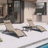 PURPLE LEAF Outdoor Chaise Lounge Chair Patio Pool Lounger Bronze Aluminum Chairs with Side Table Adjustable Tanning Recliner for Outside Backyard Yard Deck Balcony Beach