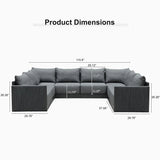 PURPLE LEAF Sanori L-Shaped Patio Couch Set Modular Sofa with Grey Cushions and Ottoman for Backyard