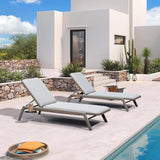 PURPLE LEAF Patio Chaise Lounge with Cushion Aluminum Tanning Chair Lounge Adjustable Reclining Set