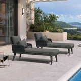 PURPLE LEAF Patio Chaise Lounge Chair, Aluminum Pool Lounge Chairs for Outdoor with 2 Cushions for Deck, Pool, Lawn, Garden, Courtyard, Porch, Teak
