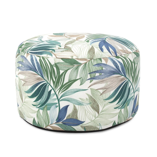 Outdoor Round Foot Pouf Fern Indigo