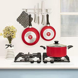 Moss & Stone 3-Piece Red Nonstick Cookware Set