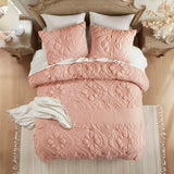 Puffy Floral Patterned Comforter Set, Pink