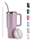 Kook 40 oz Stainless Steel Tumbler, Straw & Handle