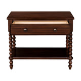 26"H Large Turned Wood Spindle Nightstand, Morocco Brown
