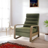 Mid-Century Wood Framed Push Back Recliner, Green*