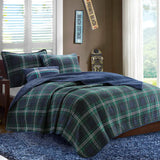 Cabin-Look Green Plaid 4-Piece Comforter/Coverlet Set