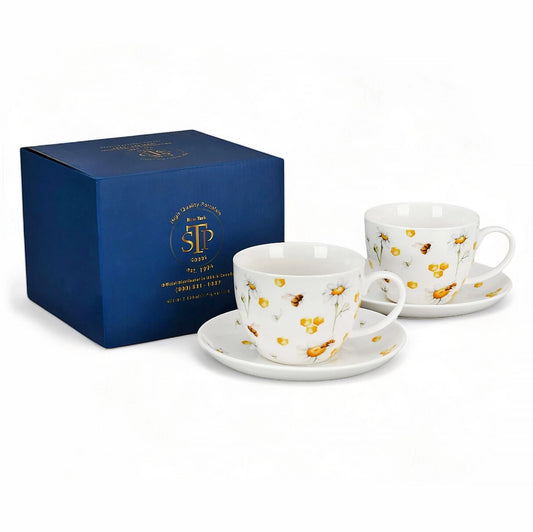 Tea with Honey Porcelain Tea Cup & Saucer Set