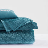 Crushed Velvet 4-Piece Comforter or Duvet Cover Set, Teal