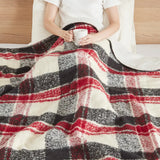 Wholesale Plaid Faux Mohair Sherpa Throw Blanket 50x60", Red