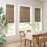 Bamboo Light Filtering Roman Shade 64"L, Natural Ash