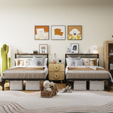 Twin/Full/Queen Bed Frame, Industrial Platform Bed Wood Head
