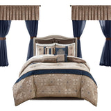 24-Piece Room-in-A-Bag Medallion Comforter Set, Navy Blue