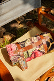Black Floral Bouquet Throw Blanket with Holder