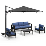 5-Piece Aluminum Patio Sofa Set with Umbrella and Armchairs