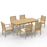 Wholesale 6-Person Acacia Wood Outdoor Dining Set With Umbrella Hole