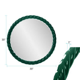 Gita Braided Round Mirror in Glossy Hunter Green
