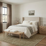 Nara - Linen Textured Fabric Upholstered Bench - Painted Natural