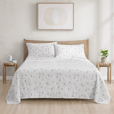 Winter Flannel Cotton Sheet Set, Ski, Light Grey