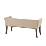 49.5" Upholstered Bench with Back & Wood Legs, Tan