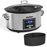 6 Quart Programmable Slow Cooker with 2 in 1 Silicone Liners