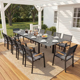 12-Person All-Aluminum Patio Dining Set, Extendable Table