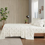Winter Flannel Cotton Sheet Set, Black Pine Trees White