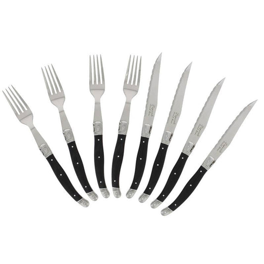 Laguiole Faux Onyx Steak Knife & Fork Set, 8pc