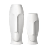 Abstract Faces Matte White Ceramic Vases -Set of 2