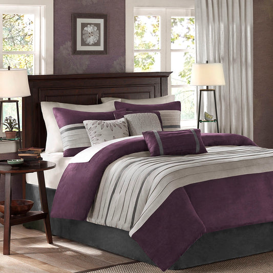 Vera Microsuede 7-Piece Comforter Set, Purple