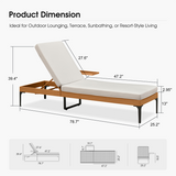 PURPLE LEAF Outdoor Chaise Lounge Patio Lounge Chair Recliner with Side Table and Cushion for Poolside Balcony Backyard