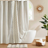 Aztec Chenille Tufted Shower Curtain, Ivory