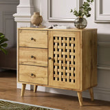Wholesale Storage Cabinet with a Basket Weave Wooden Door & 3 Drawers