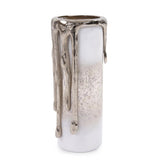 Arctic Glacier Glass Pillar Holder with Aluminum Molten Top Tall