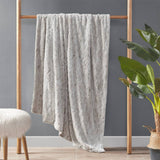 Oversized 60x70" Faux Fur Throw Blanket, Snow Leopard