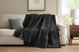 Lightweight Down Alternative Blanket with Satin Trim, Black