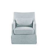 Traditional Skirted Swivel Accent Chair, Light Blue *