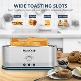 Plum Chef 4-Slice Toaster, 7 Browning Settings, Defrost/Reheat Functions, Removable Crumb Tray, Full body Stainless Steel Housing 1350W ,Anti-Fingerprint & Anti-Jam(stainless steel)