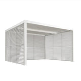 PURPLE LEAF Athena Louvered Pergola white Outdoor Aluminum Pergola with Shutter Wall Adjustable Gazebo Rainproof for Patio Deck Garden