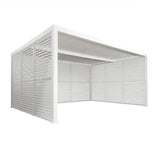PURPLE LEAF Athena Louvered Pergola white Outdoor Aluminum Pergola with Shutter Wall Adjustable Gazebo Rainproof for Patio Deck Garden