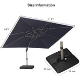 PURPLE LEAF Hailar Deluxe Aluminum Patio Umbrella with Base, Square and Rectangular Umbrella