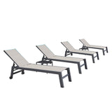 PURPLE LEAF Outdoor Aluminum Chaise Lounge with Wheels and Side Table for Outdoor Backyard Poolside