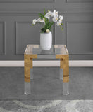 Casper Contemporary End Table with Clear Glass Top and Stylish Acrylic Feet for Elegant Living Spaces