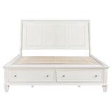 Sandy Beach Wood Eastern King Storage Panel Bed Cream White